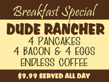 Yard Sign Template for Breakfast Special Dude Rancher Pancakes